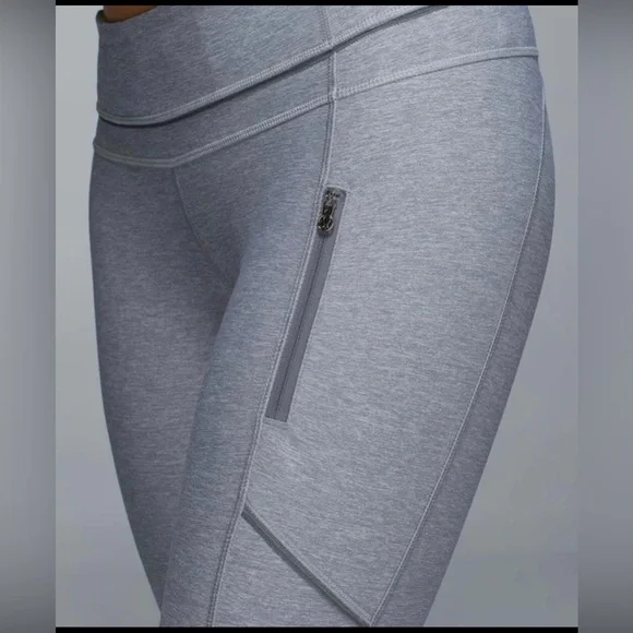 LULULEMON PASSION CROP CROPS II HEATHERED SLATE HSL LUXTREME 17” W6E01S SZ 4 - Picture 3 of 11